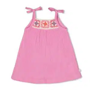 Jurk mousseline met crochetdetail- Summer Woven