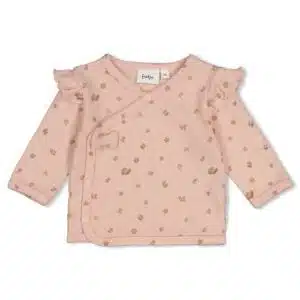 Overslagshirt pointelle rib AOP - Fall in Love